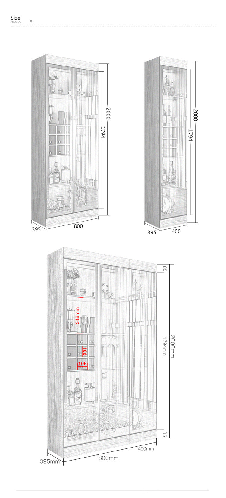 Cabinet Living Room Glass Display Cabinet Modern Minimalist Wooden Wine Cabinet With Light