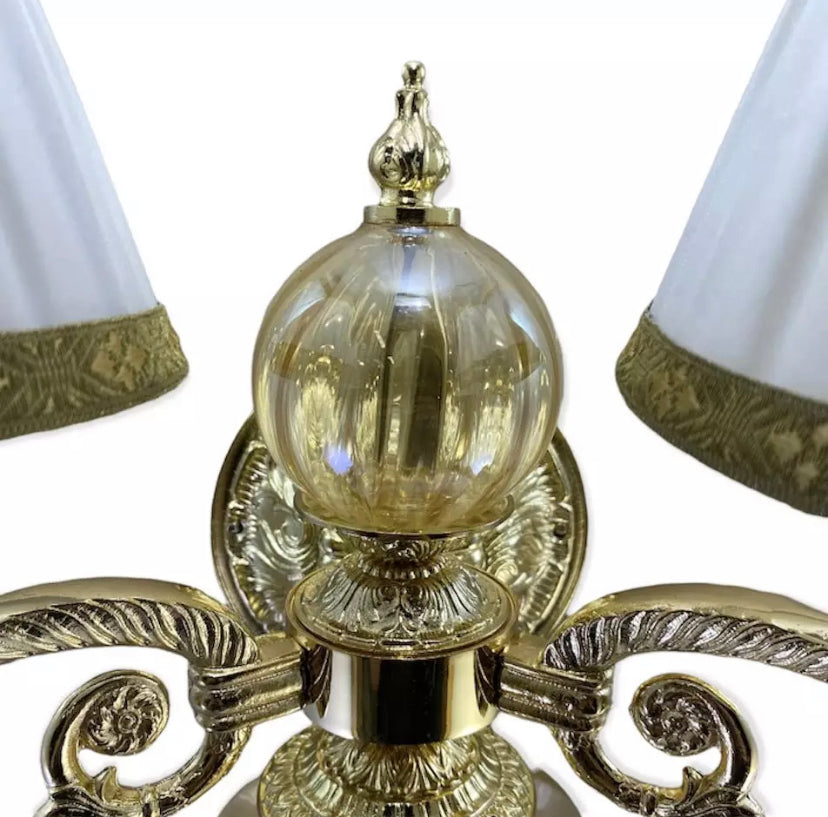 Lámpara de pared Latón chapado en cristal Led Estilo de luz de lujo hecho a mano Luxus Wandlampen 