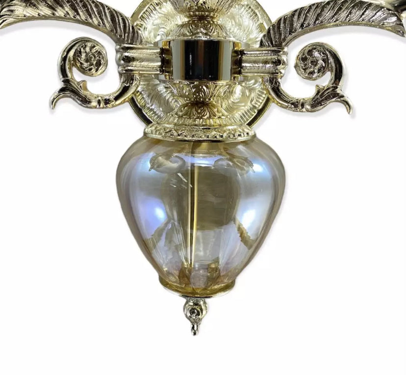 Lámpara de pared Latón chapado en cristal Led Estilo de luz de lujo hecho a mano Luxus Wandlampen 