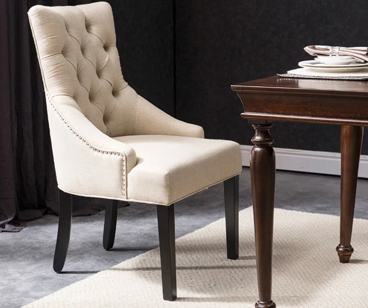 Chaise de salle à manger avec cadre en bois massif, bouton gazonné, chaises de Table à manger de luxe en velours