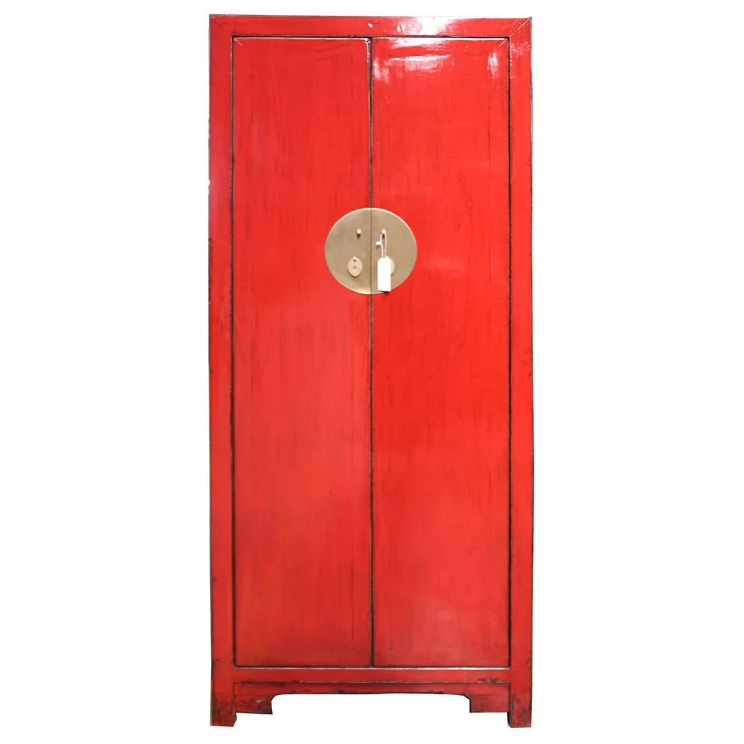 Antique Retro Wardrobe Bedroom Furniture Solid Wood Lacquered Armories Wooden Clothes Wardrobe