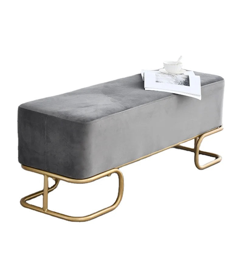 Bench Home Interior New Modern Luxury Fabric Gold Cast Iron Wood Benches