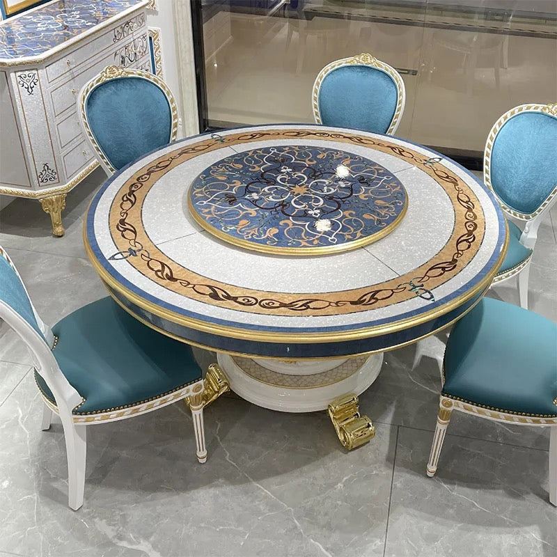 Table à manger de Style Barock, ensemble de Table à manger ronde en or Antique de luxe nordique