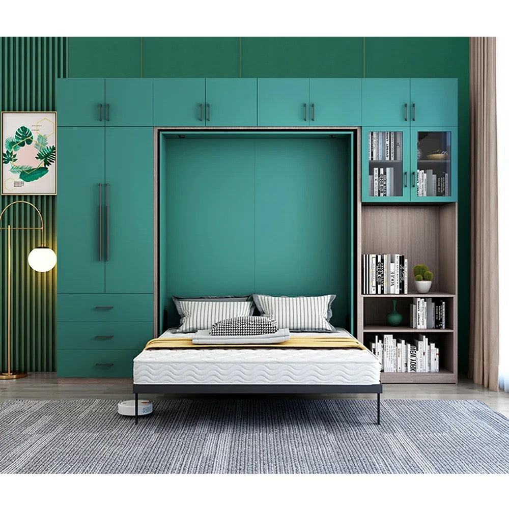 Cama plegable de pared, cama invisible giratoria de madera, combinación de cama de pared funcional múltiple 