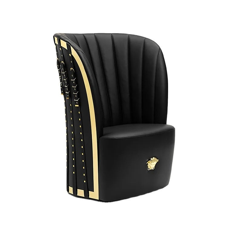 Interior Designer NEW Design Luxury Wing Chair Genuine Leather Black Leisure Chairs