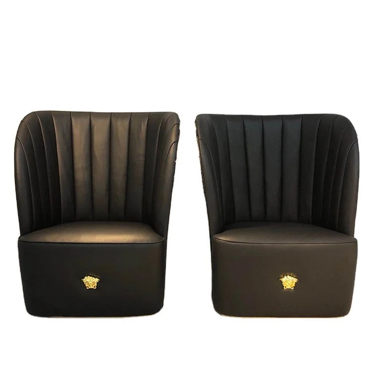 Designer d'intérieur nouveau Design chaise à oreilles de luxe en cuir véritable chaises de loisirs noires 