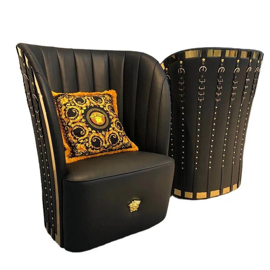 Sillas de lujo del ocio del negro del cuero auténtico del sillón de orejas del NUEVO diseño del diseñador de interiores 