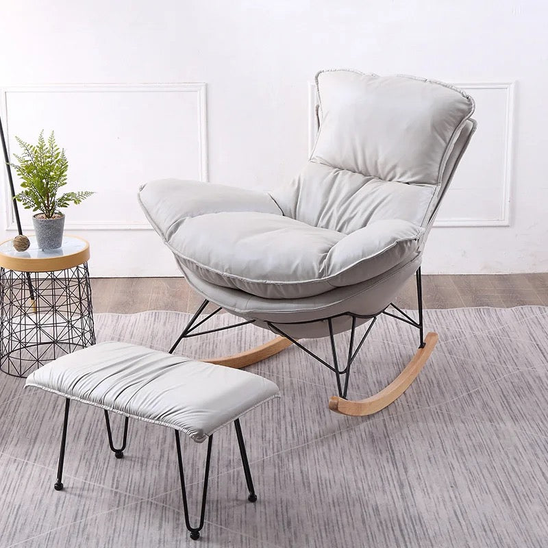 Rocking Chair Contemporary Soft Flannel Wing Relax Ergonomic Chairs