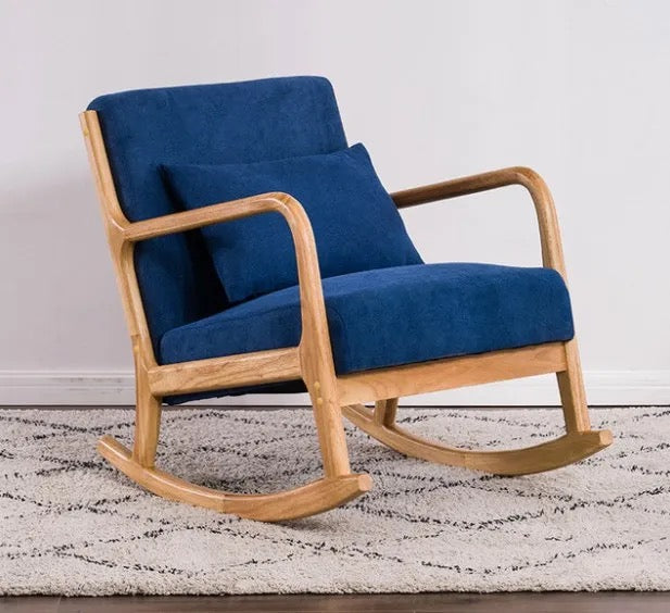 Rocking Chair Mid Century Accent Upholstered Wooden Lounge Arm Rocking Chairs