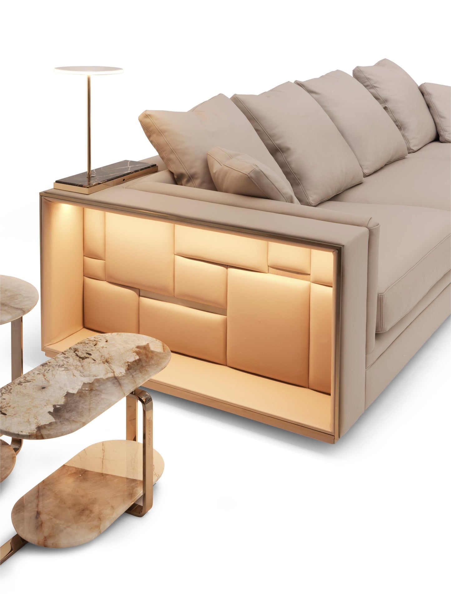 American Sofa Luxury High-end Designer Living Room Microfiber Leather L-Shape Sofa