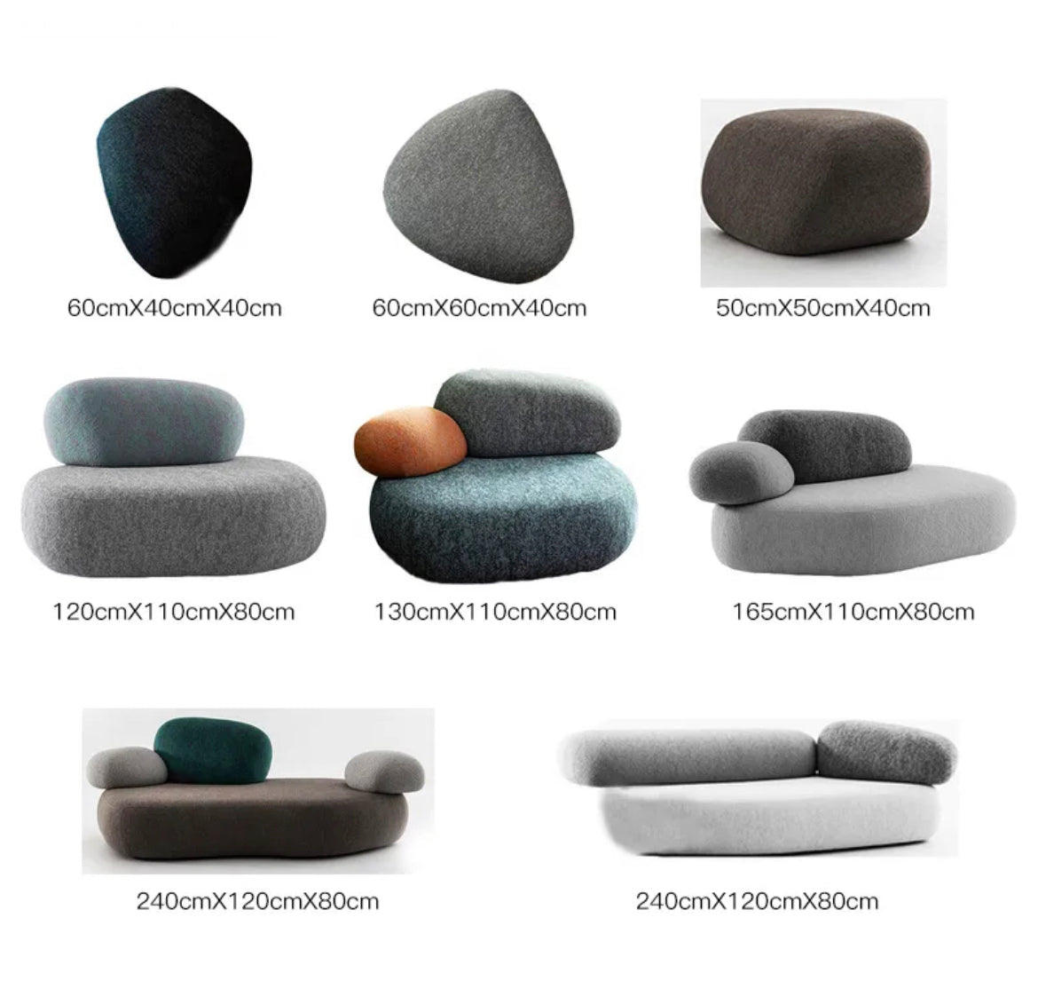 New Design Sofa Unique Stone Shape Living Waiting Room Fabric Sofas