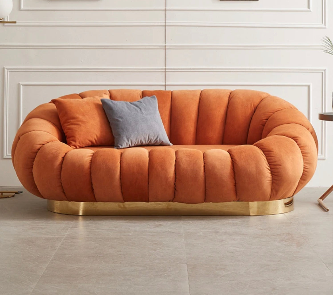 Sofa Set Cozy Pumpkin Shape Sofa Chairs Living Room Luxury Velvet Sofas