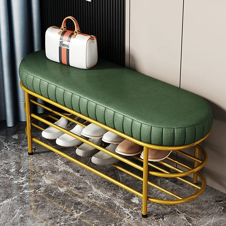 Bench Nordic Metal Long Footstool Hallway Velvet Fabric Ottoman Benches