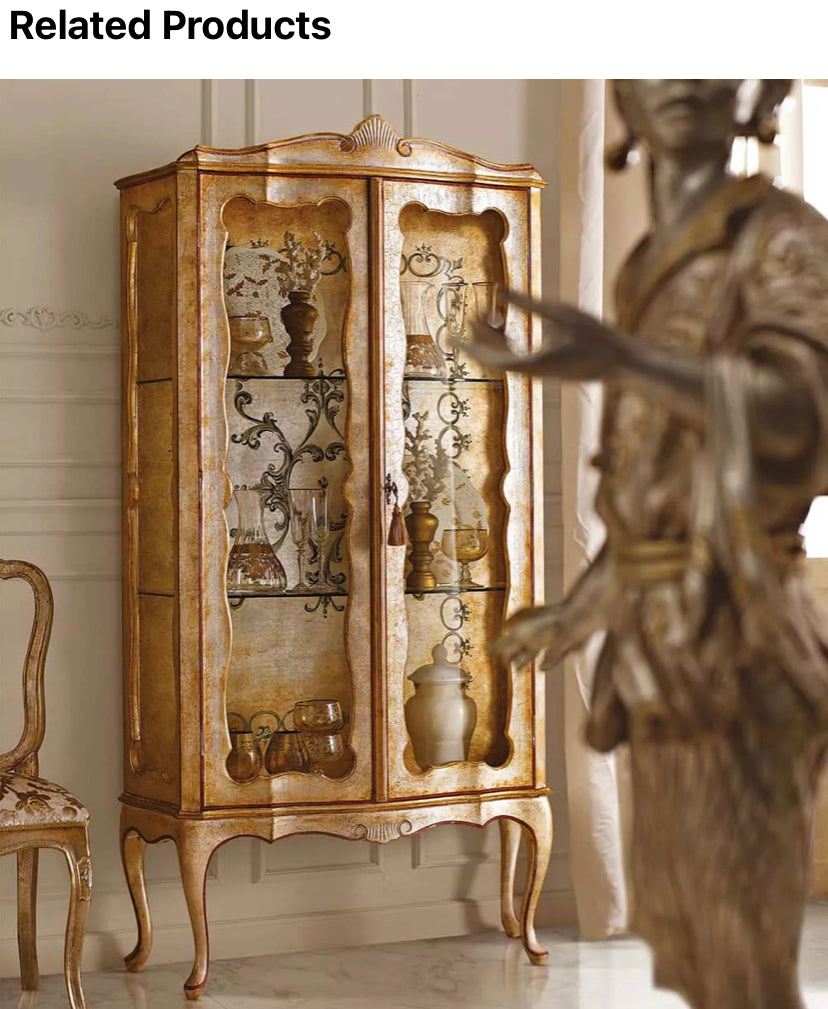 Antique Cabinets Solid Wood Display Cabinet Furniture Glass Door Wine Cabinet Antike Schränke