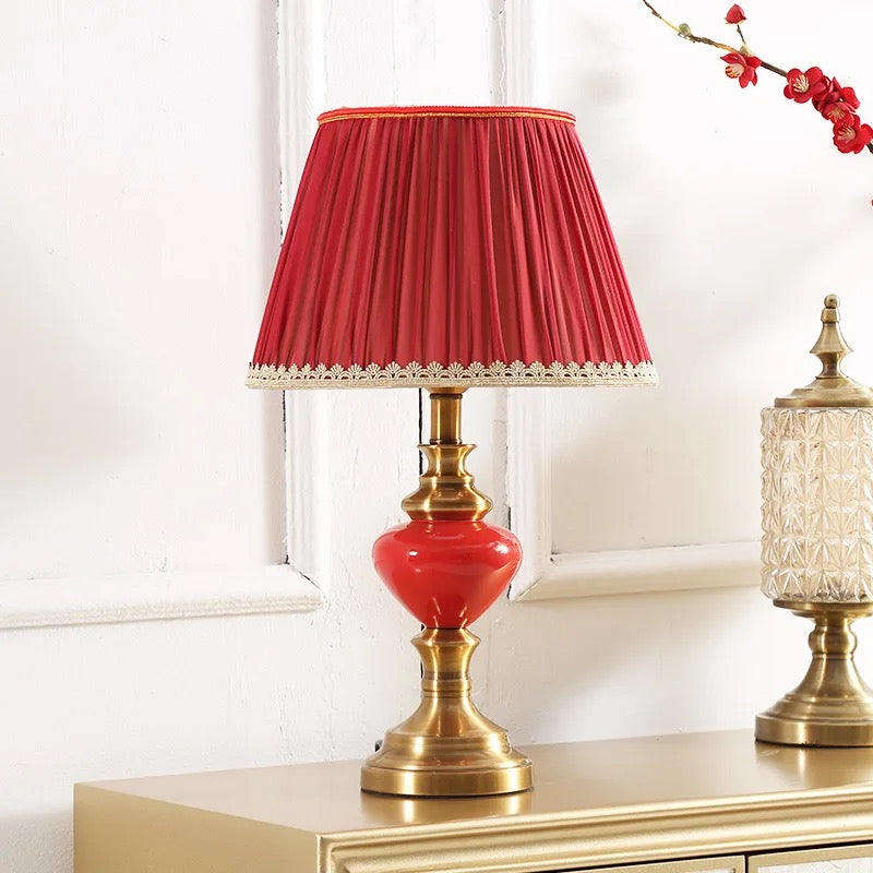 Lampe de table en céramique rouge ambiance festive chambre lampes de chevet