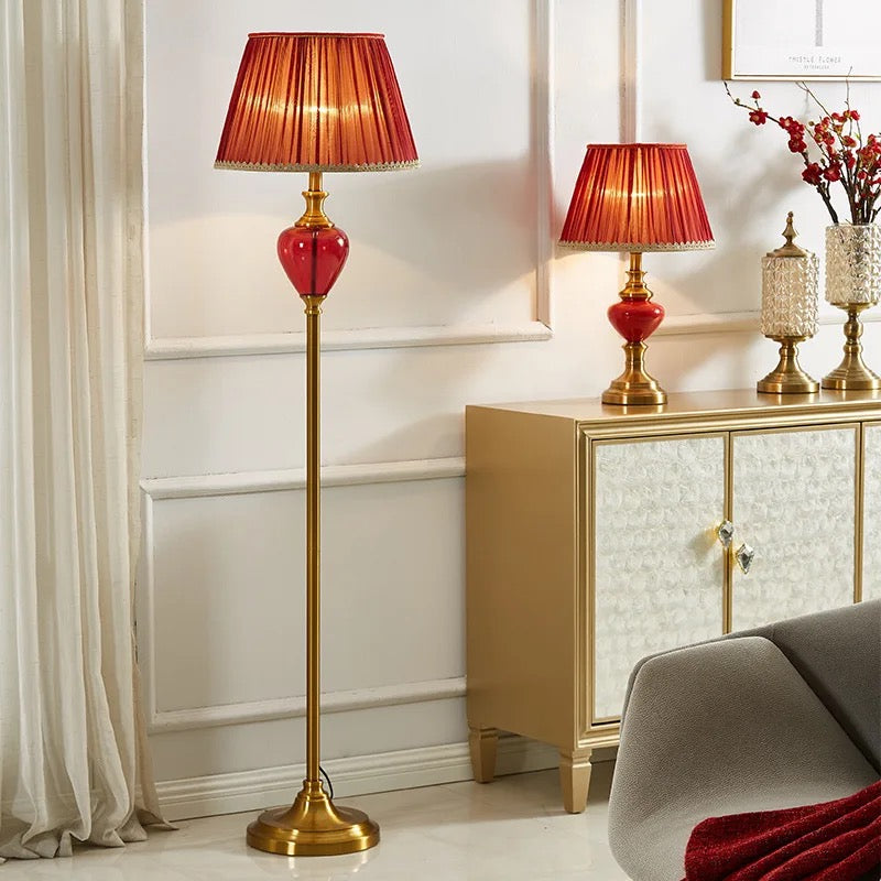 Lampe de table en céramique rouge ambiance festive chambre lampes de chevet