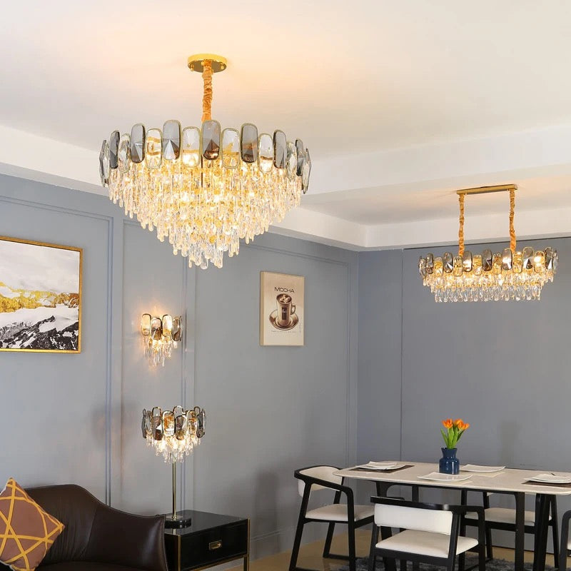 Lámpara de mesa Luces de cristal doradas de lujo para interiores Lámparas de mesa de diseño moderno 