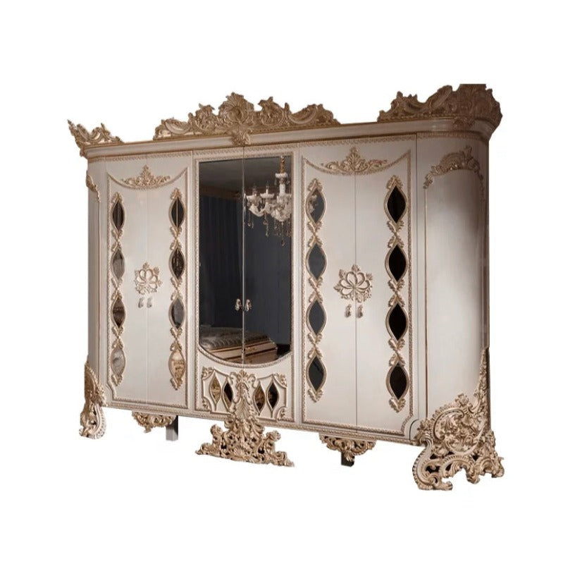 Barock Style Dressing Table Hand Carved Mirror and Drawers Luxury  Master Bedroom Vanity Set