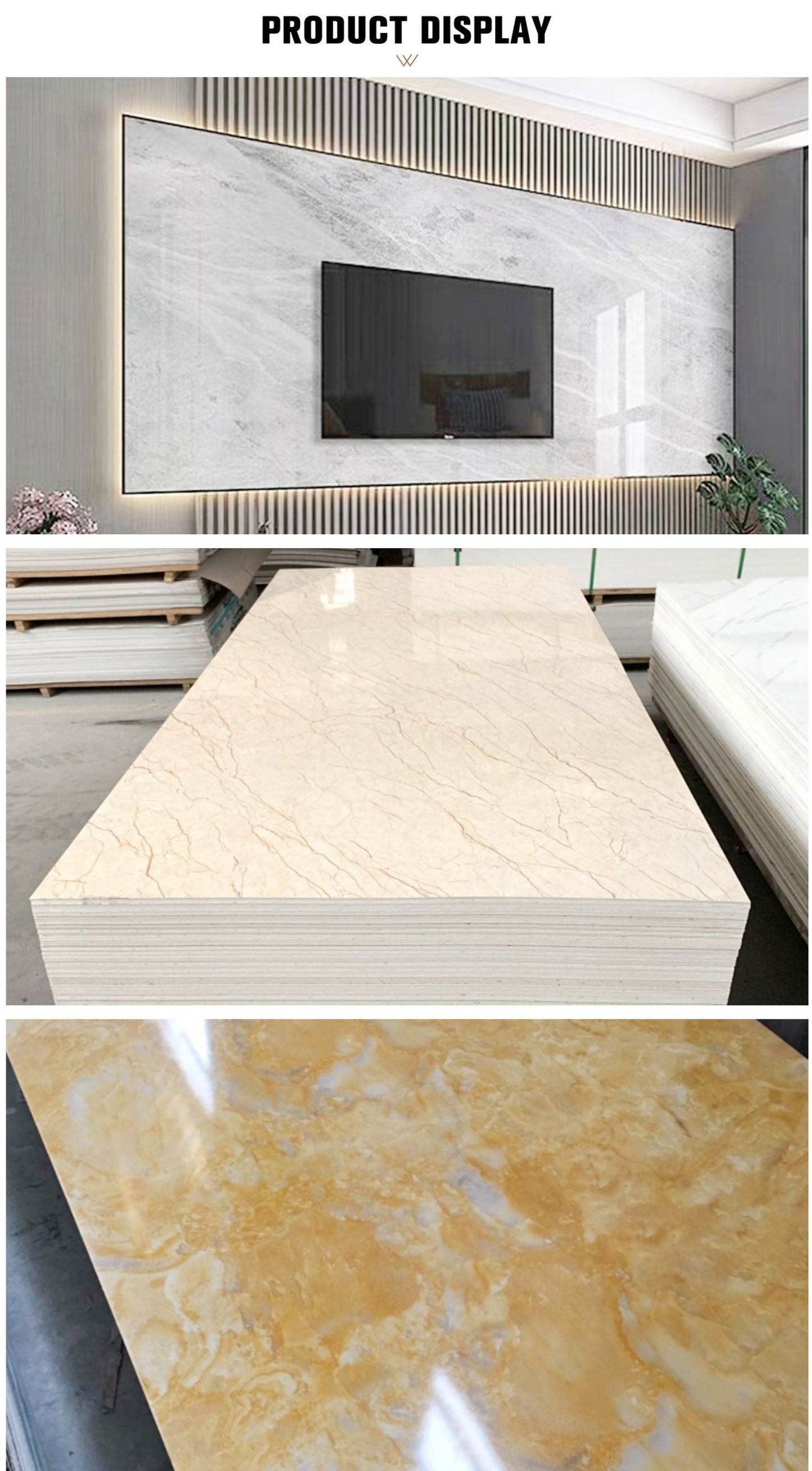 Wall Panel Easy To Install High Glossy Flexible Precision Pvc Marble Sheets Wall Panels