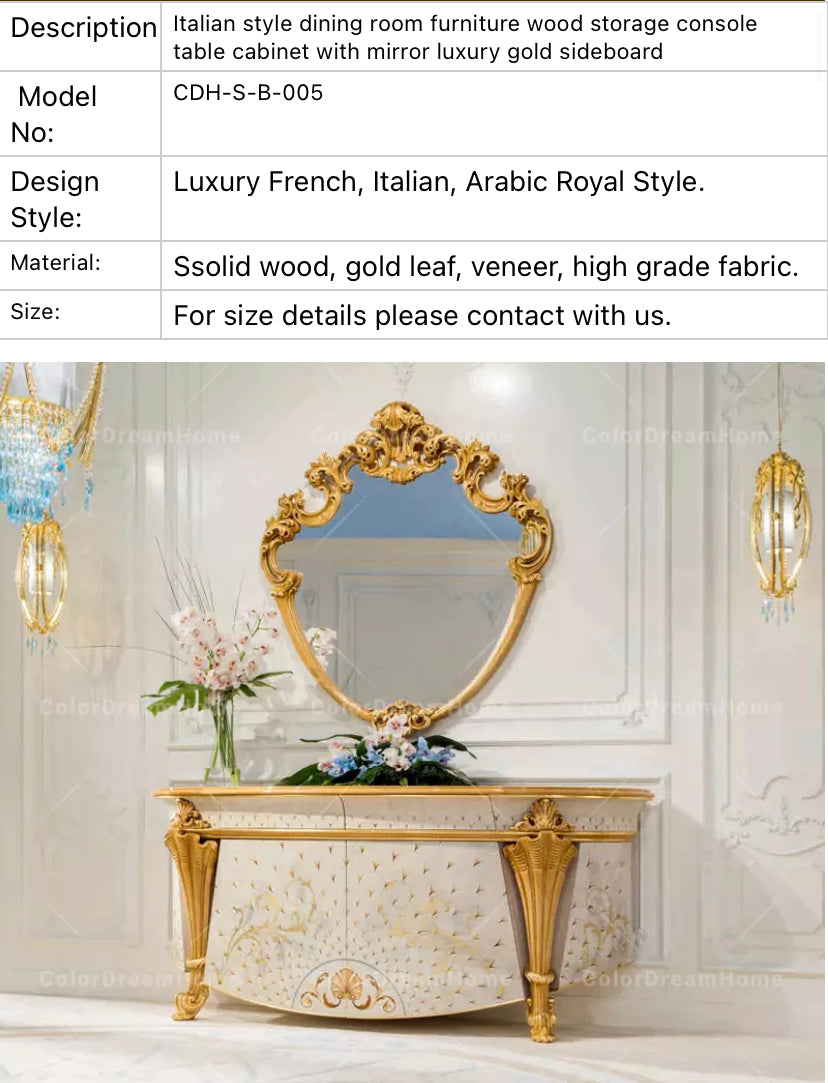 Luxury Furniture Cabinets Italian Baroque Style Furniture Cabinet With Mirror Luxury Gold Kabinett