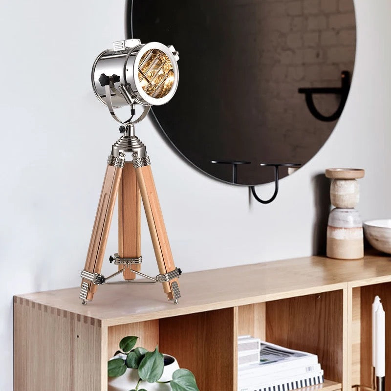 Luces Lámparas Pantallas Lámpara de mesa con diseño de trípode de acero inoxidable 