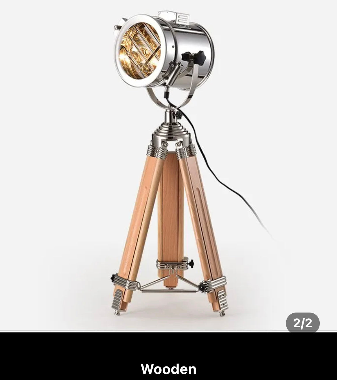 Luces Lámparas Pantallas Lámpara de pie con diseño de trípode de acero inoxidable 