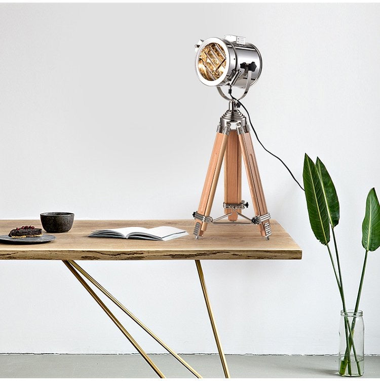 Luces Lámparas Pantallas Lámpara de mesa con diseño de trípode de acero inoxidable 