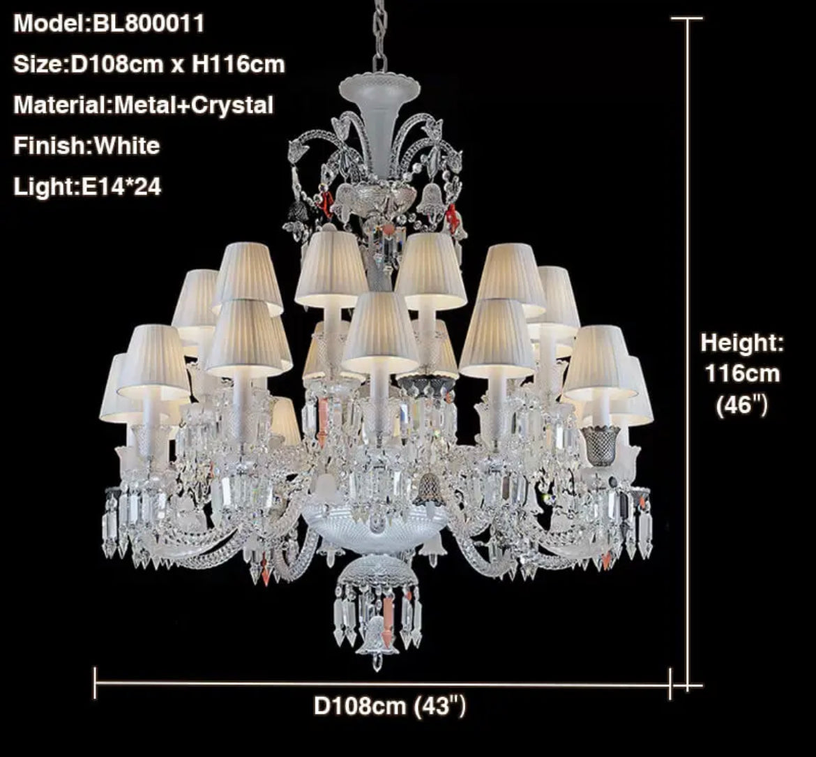Chandelier French Style Luxury 18-24 Lights White Crystal Chandelier Lights