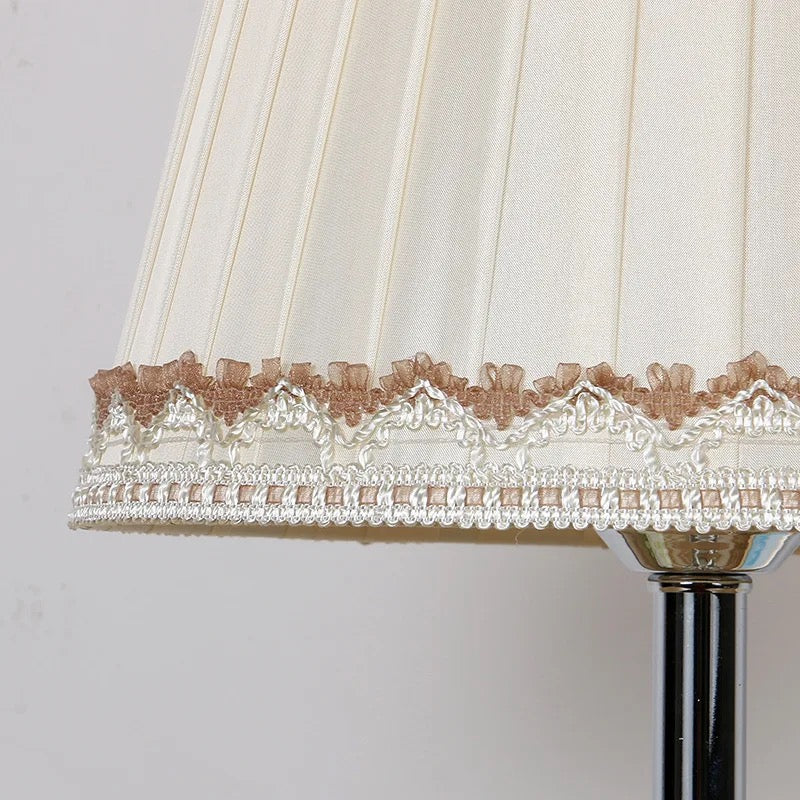 Table Lamp Cordless Fabric Shade Antique Nordic Design Crystal Lamp