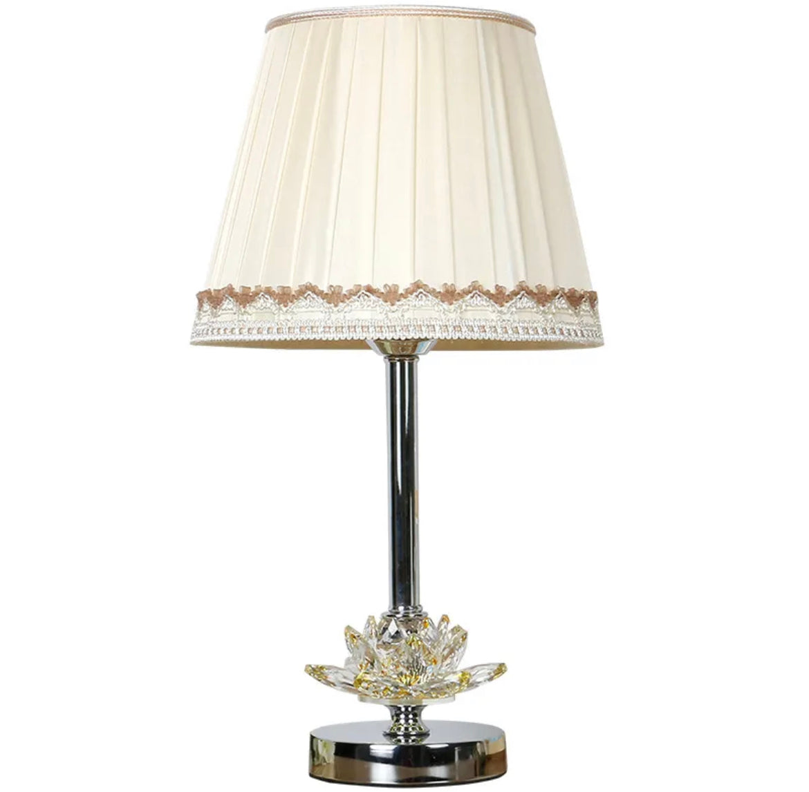 Table Lamp Cordless Fabric Shade Antique Nordic Design Crystal Lamp