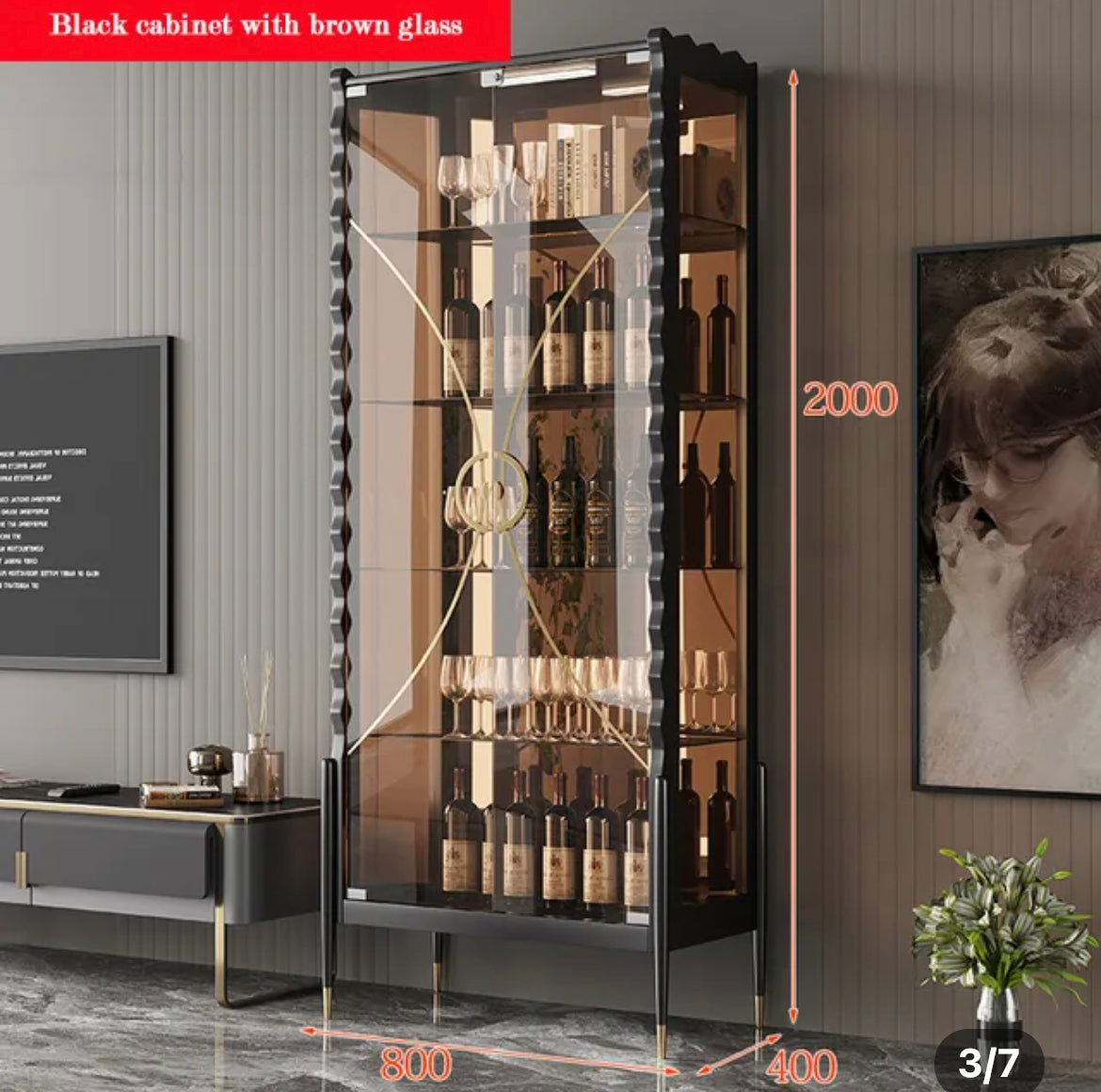 Display Wine Cabinet Light Luxury Glass Wine Cabinet Wall Modern Living Room Display Cabinets