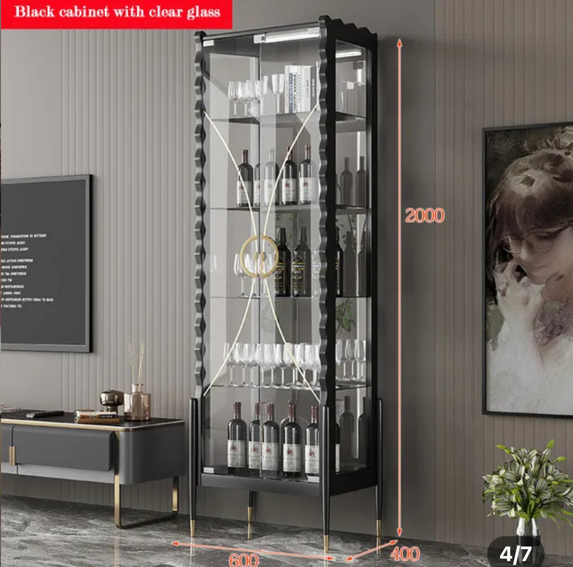 Display Wine Cabinet Light Luxury Glass Wine Cabinet Wall Modern Living Room Display Cabinets