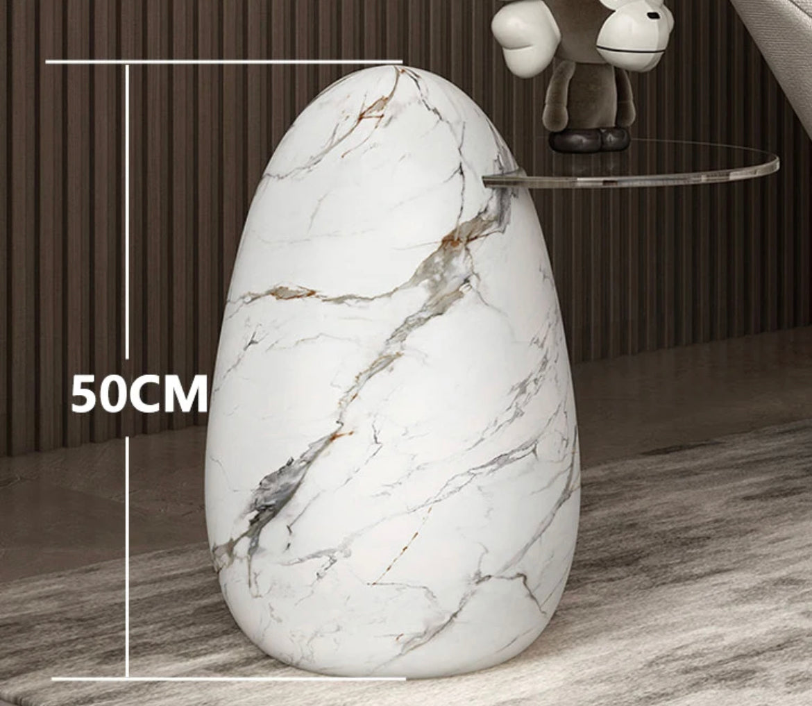 Side Table Luxury Creative Design  Marble Egg Shape Living Room Furniture Corner Tables