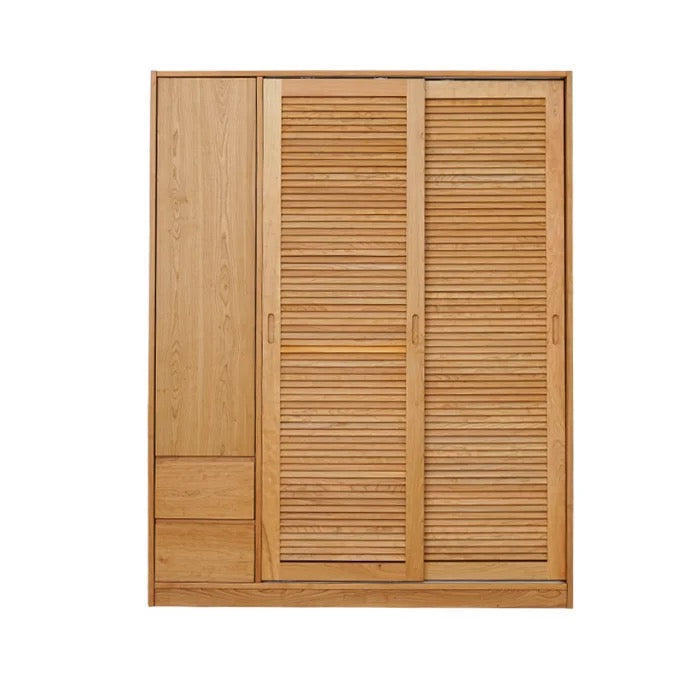 Wardrobe Nordic Design Solid Wood Cherry Wood Furniture Sliding Door Bedroom Wardrobe