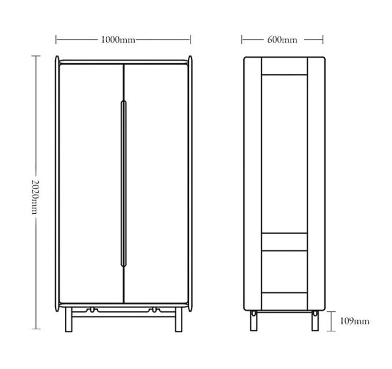 Nordic Style Solid Wood Wardrobe Black Walnut Bedroom Locker Clothes Storage Cabinet