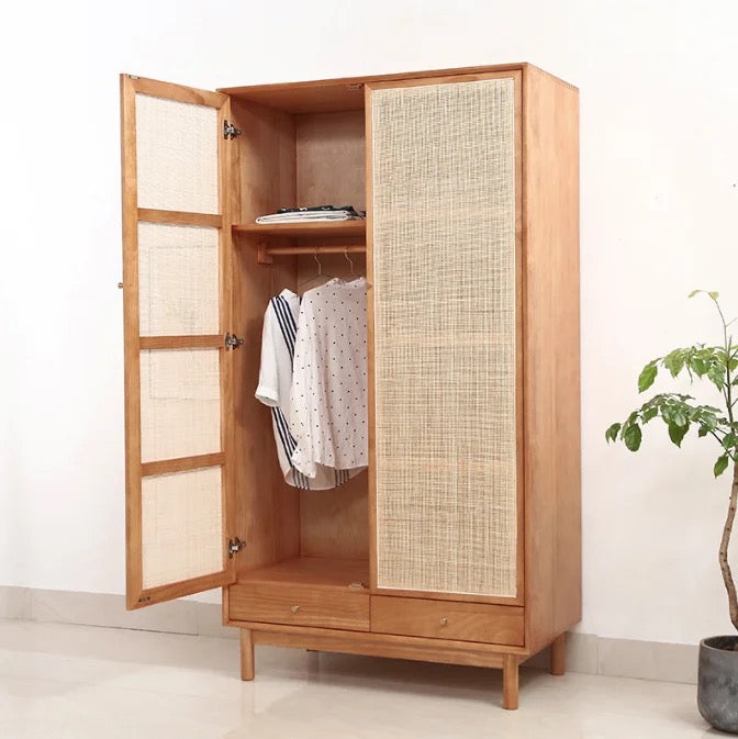Wardrobe Nordic Design Solid Wood Cherry Wood Furniture Sliding Door Bedroom Wardrobe
