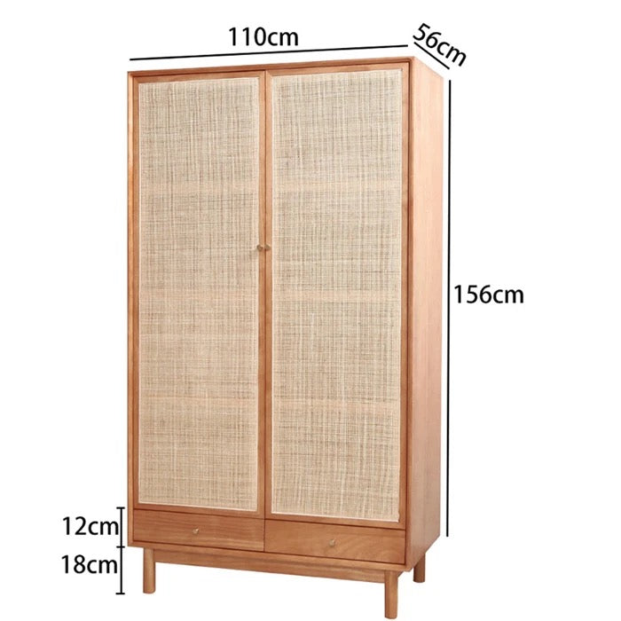 Wardrobe Nordic Design Solid Wood Cherry Wood Furniture Sliding Door Bedroom Wardrobe