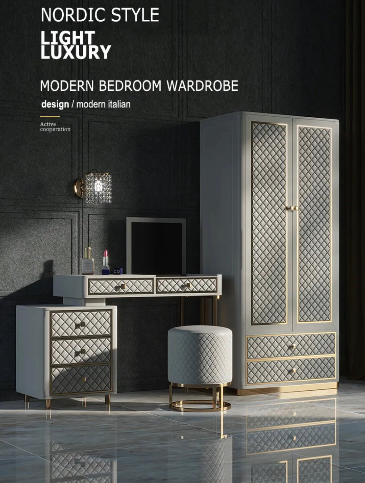 Armario de lujo moderno estilo muebles de dormitorio Armarios de diseño italiano 