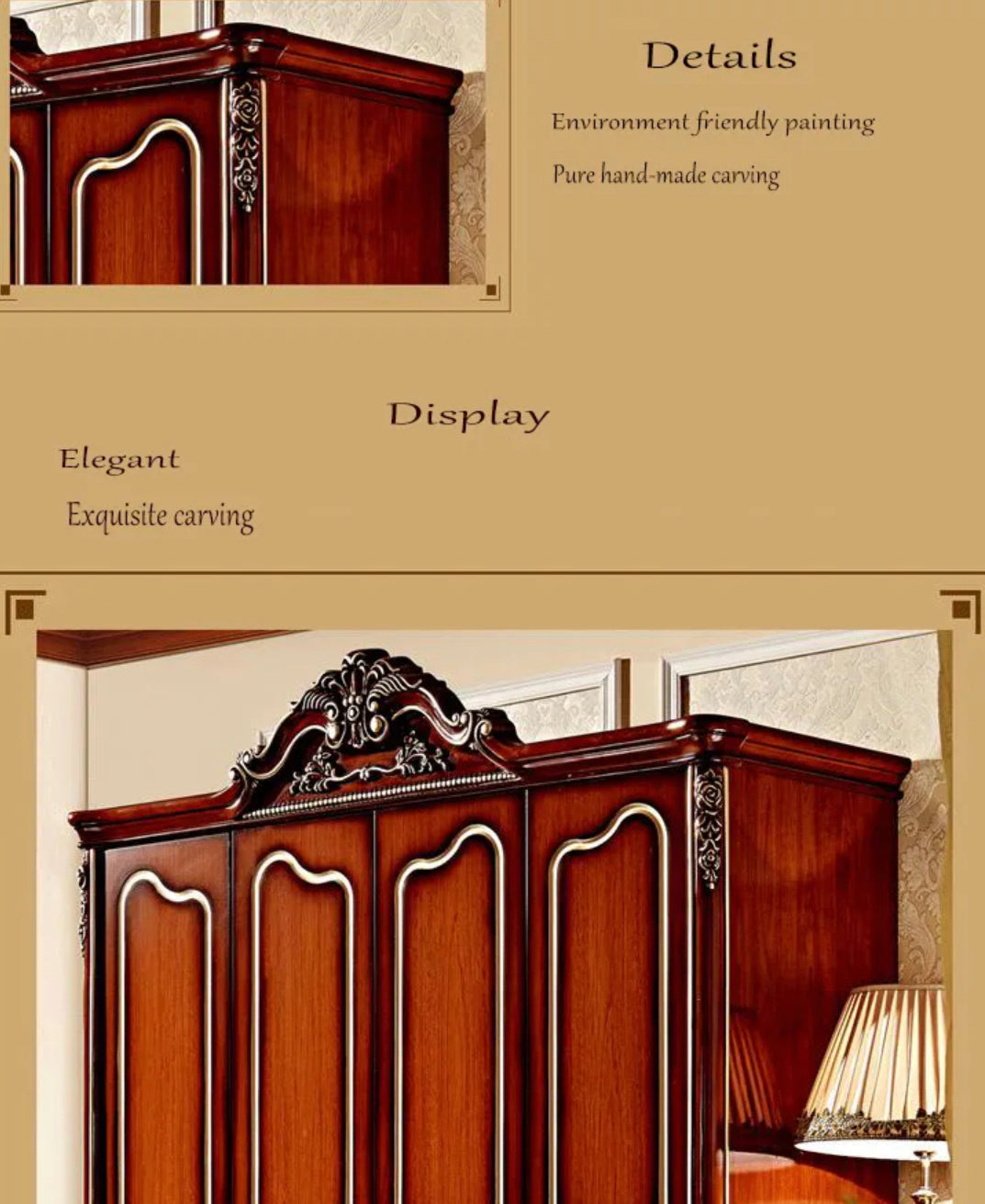 Wardrobe European Antique Four Door Wardrobe French Baroque Style Bedroom Furniture