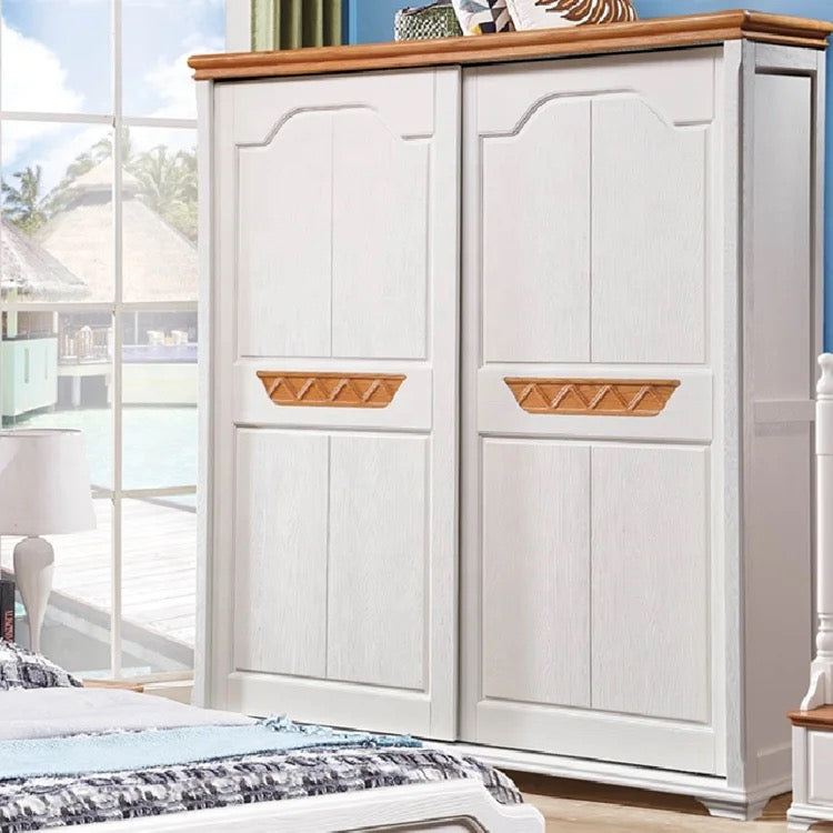 Bedroom Furniture Mediterranean Style Customizable Ivory White Color Wardrobe