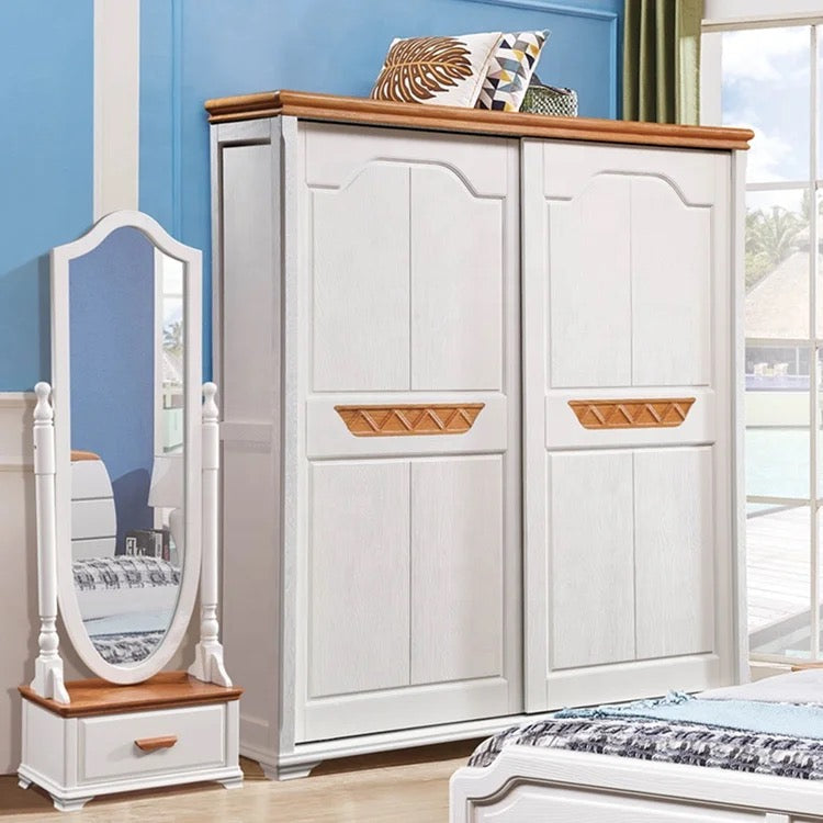 Bedroom Furniture Mediterranean Style Customizable Ivory White Color Wardrobe
