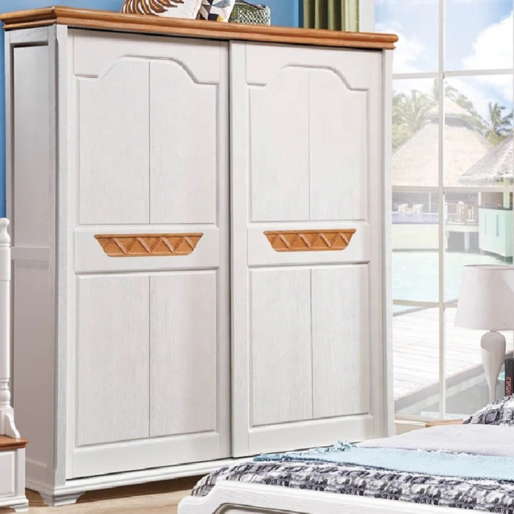 Bedroom Furniture Mediterranean Style Customizable Ivory White Color Wardrobe