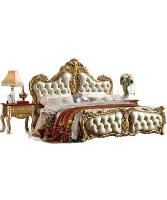 Double Bed Antique European Carved Solid Wood Carved Bed French Bedroom Furniture