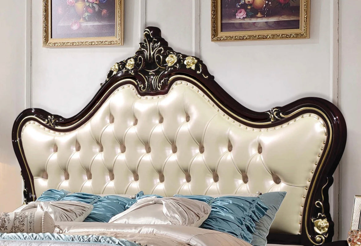 Bedroom Bed Royal Design Leather Bed Bedroom Furniture Luxury European Double Bed Set