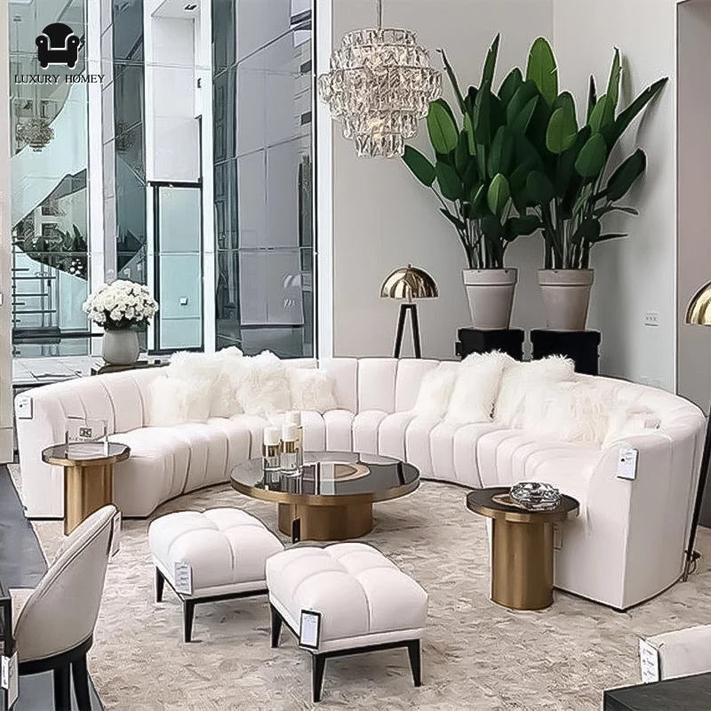 Sectional Sofa Custom American High-End Leather Modern Design Velvet Curved Living Room Furniture Sofas