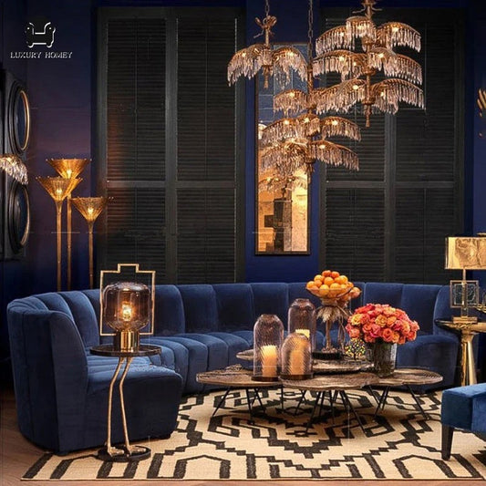 Sectional Sofa Custom American High-End Leather Modern Design Velvet Curved Living Room Furniture Sofas