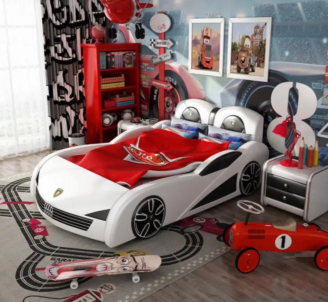 Kids Bedroom Solid Wood Bed Boys Bedroom Furniture Design Cartoon Car Beds