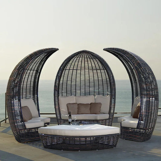 Conjunto de muebles de exterior, muebles de ratán de alta calidad, tumbona para piscina y jardín