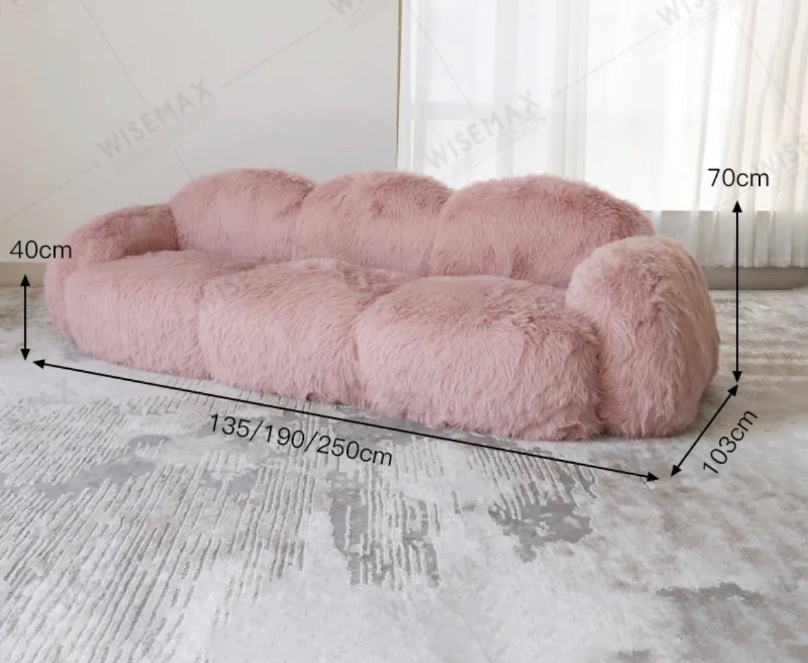 3+2+1 Sofa Set Modern Accent Pink Wool Sofas Living Room Lounge Teddy Luxury Design Furnitures