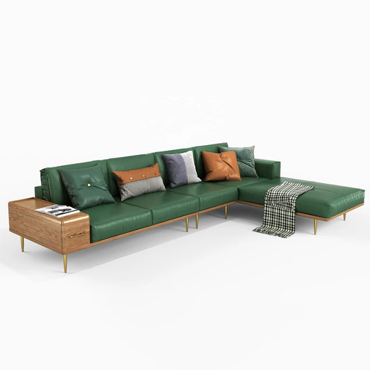 L Shaped Genuine Leather PU Sofa Sectional Corner 7 Seater Sofa Set